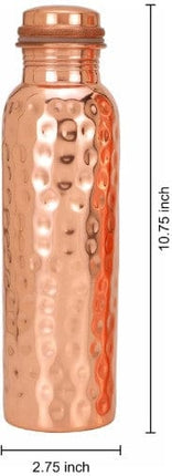 Authentic Ayurvedic Copper Water Bottle Pack of 2 for Drinking Water | Large 34OZ Copper Vessel | 2 Canvas Bottle Carrying Bags