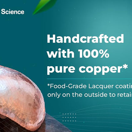 Authentic Ayurvedic Copper Water Bottle Pack of 2 for Drinking Water | Large 34OZ Copper Vessel | 2 Canvas Bottle Carrying Bags