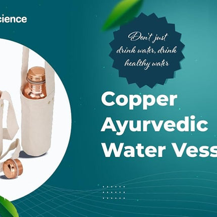 Authentic Ayurvedic Copper Water Bottle Pack of 2 for Drinking Water | Large 34OZ Copper Vessel | 2 Canvas Bottle Carrying Bags