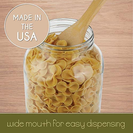 kitchentoolz 2 Pack 1 Gallon Glass Large Mason Jars Wide Mouth with Airtight Metal Lid, Safe for Fermenting Kombucha Kefir Kimchi, Pickling, Storing and Canning, Dishwasher Safe, Made in USA