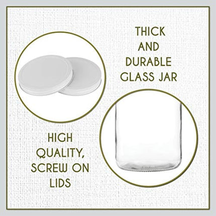kitchentoolz 2 Pack 1 Gallon Glass Large Mason Jars Wide Mouth with Airtight Metal Lid, Safe for Fermenting Kombucha Kefir Kimchi, Pickling, Storing and Canning, Dishwasher Safe, Made in USA