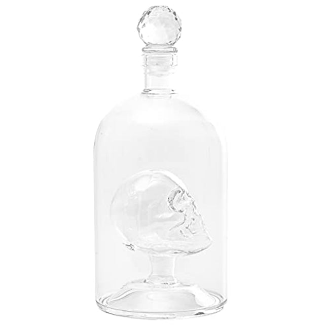 Kobi & Knight Premium Skull Decanter - Handmade Skull Whiskey Decanter with Airtight Stopper - Borosilicate Glass Skull Decanter - Thick Vodka, Rum, Gin, Tequila Bottle - 25fl oz / 750ml Skull Barware