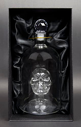 Kobi & Knight Premium Skull Decanter - Handmade Skull Whiskey Decanter with Airtight Stopper - Borosilicate Glass Skull Decanter - Thick Vodka, Rum, Gin, Tequila Bottle - 25fl oz / 750ml Skull Barware