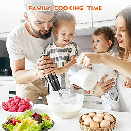 KOIOS 800-Watt/ 12-Speed Immersion Hand Blender(Titanium Reinforced), Turbo for Finer Results, 4-in-1 Set Includes BPA-Free Food Chopper / Egg Beater / Beaker, Ergonomic Grip, Detachable