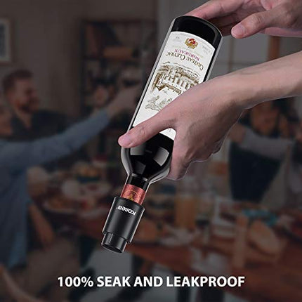 Wine Stoppers, Kollea Wine Bottle Stoppers, Vacuum Wine Stoppers, Reusable Wine Preserver with Time Scale, Wine Vacuum Pump Wine Saver Wine Corks, Best Gift for Wine Lovers (2 Pack, Black)