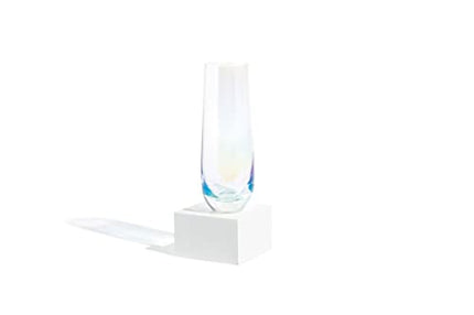 KooK Stemless Iridecent Champagne Flutes, Durable Glass, Great for Mimosa, Cocktails, Toasting Weddings Glasses, 9.4 oz, Set of 8