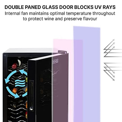 Koolatron Urban Series 20 Bottle Wine Cooler, Black Thermoelectric Wine Fridge, Freestanding Wine Refrigerator for Home Bar, Small Kitchen, Apartment, Condo, Cottage, RV