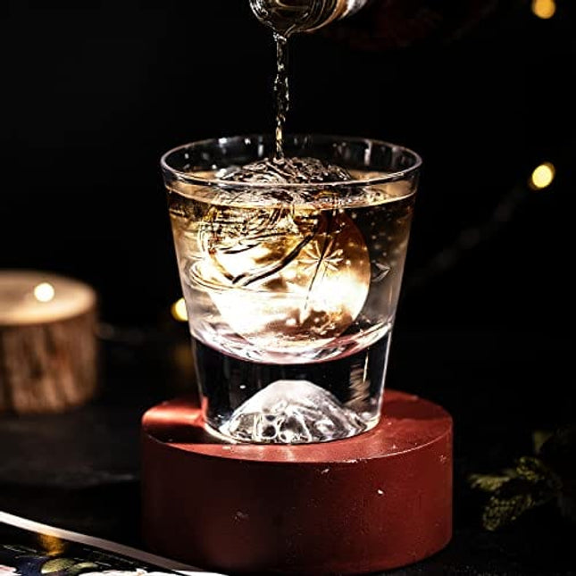 KooMall 3D Rose Ice Molds 2.5 Inch, Large Ice Cube Trays, Make 4 Giant Cute Flower Shape Ice, Silicone Rubber Fun Big Ice Ball Maker for Cocktails Juice Whiskey Bourbon Freezer, Dishwasher Safe, Pink