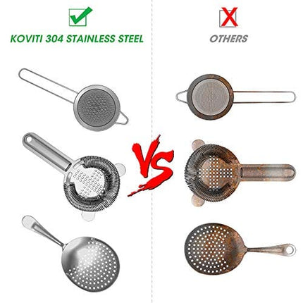 Cocktail Strainer-Stainless Steel Bar Tools Bartender Cocktail Strainer Set:Hawthorne Strainer,Julep Strainer and Conical Fine Mesh Strainer