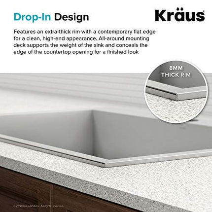 Kraus KP1TS15S-1 Pax Kitchen Sink Single Bowl, 15 Inch, Zero Radius