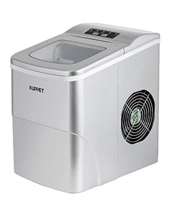 KUPPET Ice Maker Machine for Countertop, Portable Automatic Ice Maker with LCD Display, 9 Ice Cubes Ready in 6min, 26 lbs/day - for Parties/Home/Office/Bar, Ice Scoop and Basket (Silver)