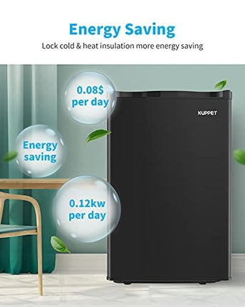KUPPET Mini Refrigerator Compact Refrigerator-Small Drink Food Storage Machine for Dorm, Garage, Camper, Basement or Office, Single Door Mini Fridge, 4.5 Cu.Ft,Black