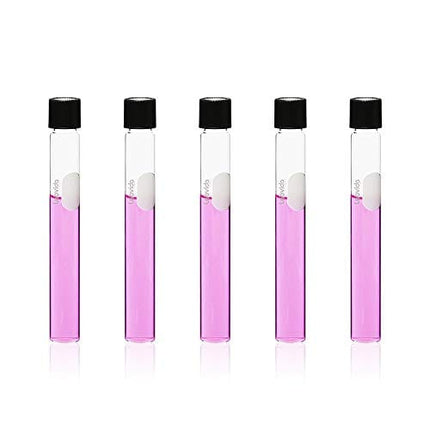 Labvida 40pcs of Glass Serological Test Tubes with Black Bakelite Screw Caps Silicon Liners, Vol.15ml 16x150mm with Marking Area, Borosilicate Glass Material, Flat Bottom, LVH004