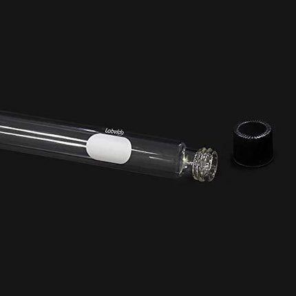Labvida 40pcs of Glass Serological Test Tubes with Black Bakelite Screw Caps Silicon Liners, Vol.15ml 16x150mm with Marking Area, Borosilicate Glass Material, Flat Bottom, LVH004