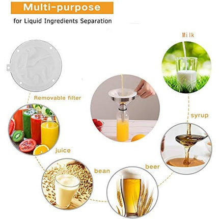 Lakatay 5-Inch Food Grade Stainless Steel Kitchen Funnel with 200 Mesh Food Filter Strainer for Transferring of Liquid Dry Ingredients and Metal Cooking Funnel