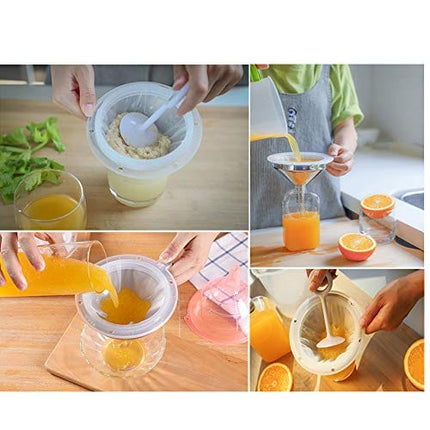 Lakatay 5-Inch Food Grade Stainless Steel Kitchen Funnel with 200 Mesh Food Filter Strainer for Transferring of Liquid Dry Ingredients and Metal Cooking Funnel