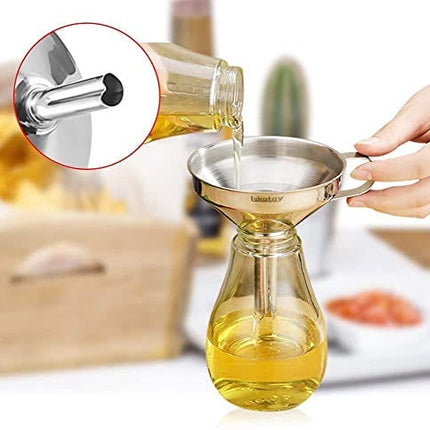 Lakatay 5-Inch Food Grade Stainless Steel Kitchen Funnel with 200 Mesh Food Filter Strainer for Transferring of Liquid Dry Ingredients and Metal Cooking Funnel