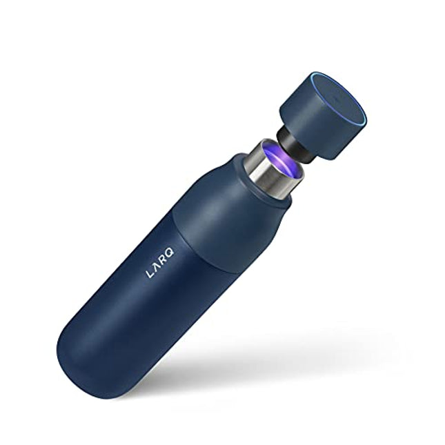LARQ Bottle - Self-Cleaning and Insulated Stainless Steel Water Bottle with Award-winning Design and UV Water Sanitizer, 17oz, Monaco Blue