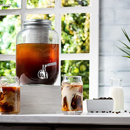 Le'raze Drinking Glasses Set of 10 - Can Shaped Glass Cups, 16oz Iced Tea/ Coffee Glasses, Tumbler, Cocktail Whiskey Soda Clear Water Beer Glasses