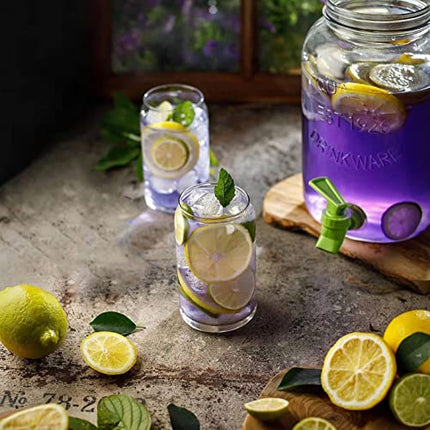 Le'raze Drinking Glasses Set of 10 - Can Shaped Glass Cups, 16oz Iced Tea/ Coffee Glasses, Tumbler, Cocktail Whiskey Soda Clear Water Beer Glasses
