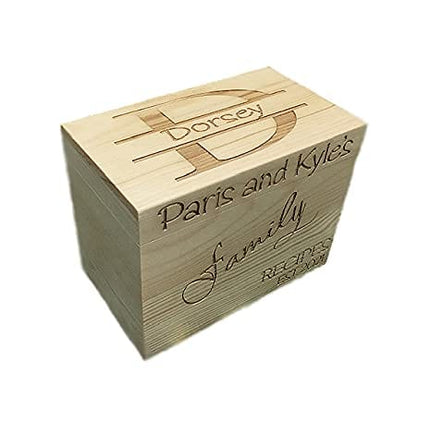 LGU(TM Monogrammed Personalized Custom Family Recipe Box Wood Box