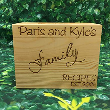 LGU(TM Monogrammed Personalized Custom Family Recipe Box Wood Box