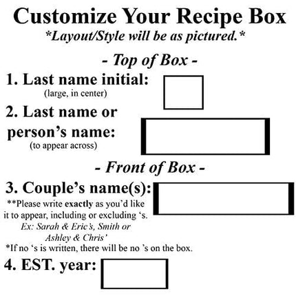 LGU(TM Monogrammed Personalized Custom Family Recipe Box Wood Box