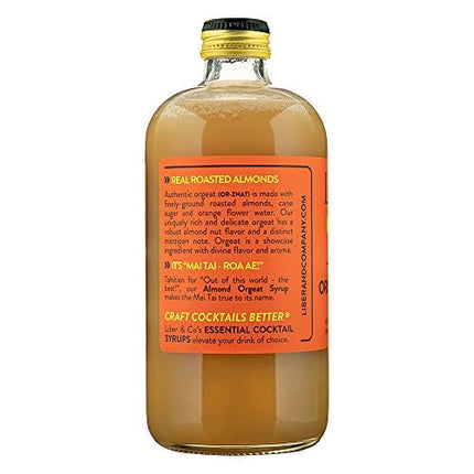 Liber & Co. Almond Orgeat Syrup (17 oz) Made with Whole, Roasted Almonds