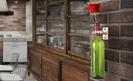 Lily's Home Bar Wall Mount Single Wine Bottle Display Holder, Industrial Design with Mounting Hardware, Works with Wine or Liquor Bottles, Copper Finish (4-1/2” x 1-3/8” x 2-3/4”)