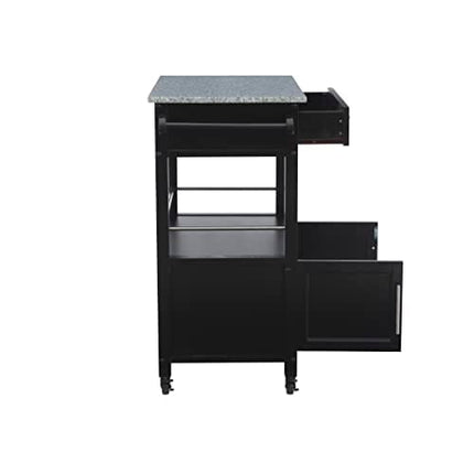 Linon Cameron Granite Top Kitchen Cart, 36.02" x 24.02" x 17.99", Black