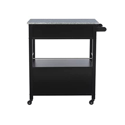 Linon Cameron Granite Top Kitchen Cart, 36.02" x 24.02" x 17.99", Black