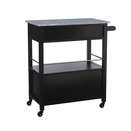 Linon Cameron Granite Top Kitchen Cart, 36.02" x 24.02" x 17.99", Black