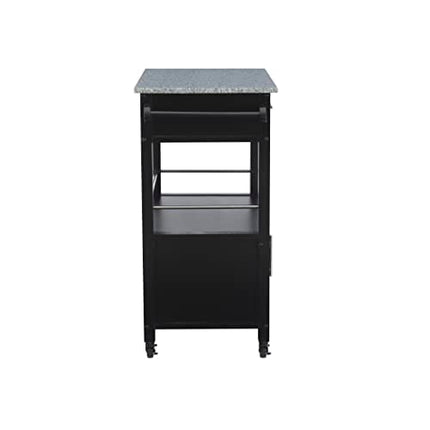 Linon Cameron Granite Top Kitchen Cart, 36.02" x 24.02" x 17.99", Black