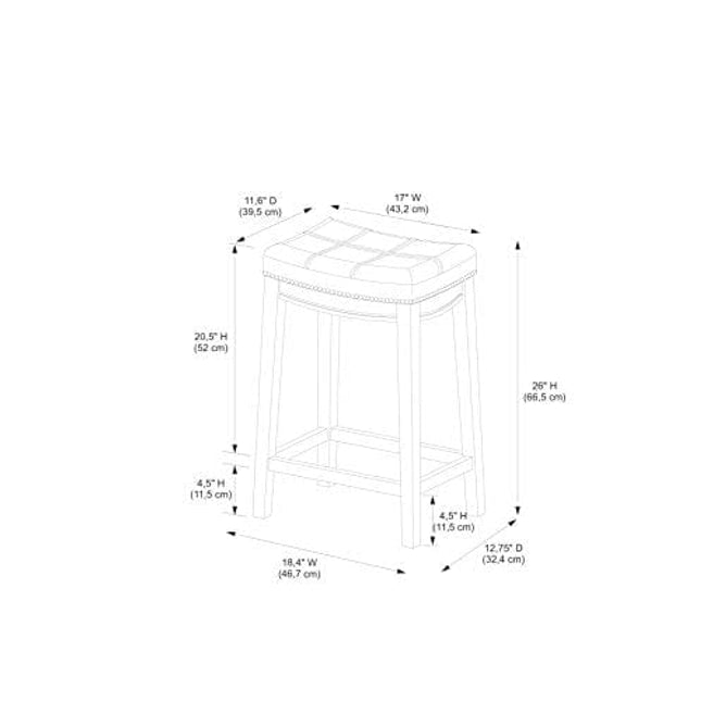 Linon Claridge Counter Stool, Black, 26" x 18" x 12.75"