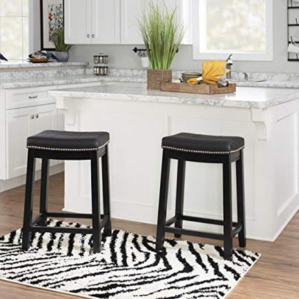 Linon Claridge Counter Stool, Black, 26" x 18" x 12.75"