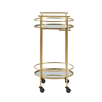 Linon Round Bar Cart, Gold