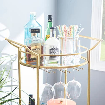 Linon Round Bar Cart, Gold