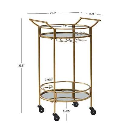 Linon Round Bar Cart, Gold