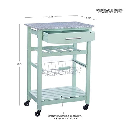 Linon Kitchen Island, Green, 15.75 x 22.83 x 33.86 Inches