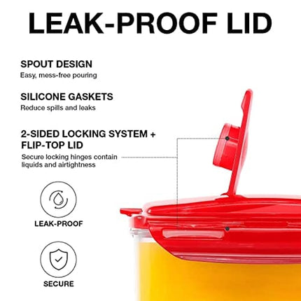 LocknLock Aqua Fridge Door Water Jug with Handle BPA Free Plastic Pitcher with Flip Top Lid Perfect for Making Teas and Juices, 2 Quarts, Red