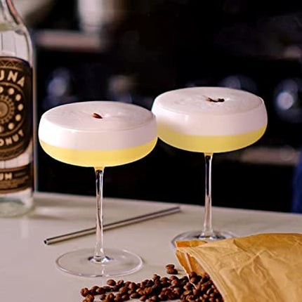 Coupe Cocktail Glass | Set of 2 | 8 oz | Hand-Blown Crystal Martini Glasses | Unique Art Deco Cocktail Glasses for Pisco Sour, Martini, Champagne | Round Champagen Coupe | Vintage Martini Glasses