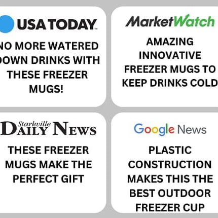 luxail Freezer Beer Mugs, Double Wall, Insulated Gel Plastic Pint Freezable Glasses, 16 oz, Clear 2 pack, Chiller Frosty Cup, Frozen Ice Freezer Mug, Freezer Cups