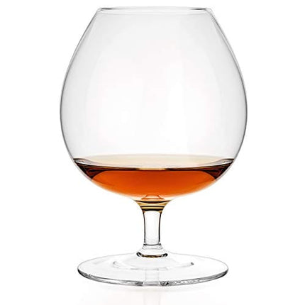 Luxbe - Brandy & Cognac Crystal Glasses Snifter, Set of 4 - Large Handcrafted - 100% Lead-Free Crystal Glass - Great for Spirits Drinks - Bourbon - Wine - 25.5-ounce