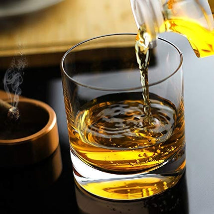 LUXU Crystal Whiskey Glasses, 13oz Heavy Base Old Fashioned Rocks Glasses - Lowball Bar Glasses for Bourbon, Scotch Whiskey, Cocktails, Cognac - Large Cocktail Tumblers Set of 2