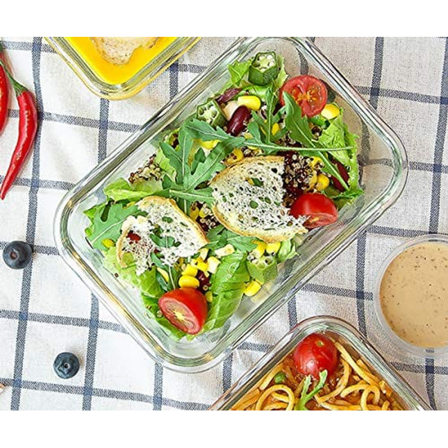 M MCIRCO 20 Pieces Glass Food Storage Container with Lids, Airtight Glass Lunch Bento Boxes, Leak Proof Glass Meal Prep Container,Microwave, Oven, Freezer and Dishwasher Friendly