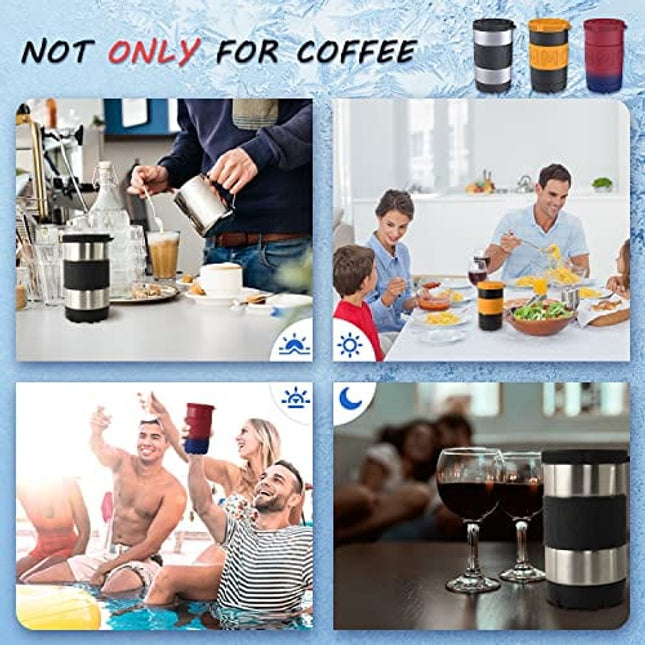 Mollbok Patented Instant Beverage Cooler, Anti-Crack Coffee Chiller with Lid, Cools Drinks in Minutes without Dilution, Reuses Conveniently for Wine, Juice, Cocktail, 14 oz (Stainless Steel Silver)