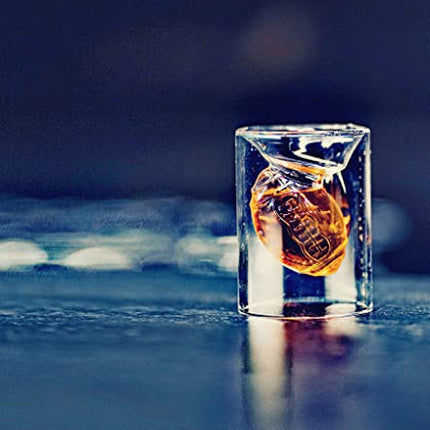 MADARC SPORT - Set of 4 - Football Reversible Shot Glasses 2Oz / 4.5Oz, with 3D relief Football Ball Shape inside - (Modern)