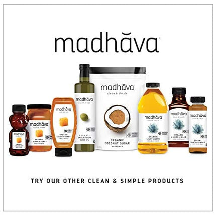 MADHAVA Organic Light Agave, 100% Pure Organic Blue Agave Nectar | Natural Sweetener, Sugar Alternative | Vegan | Organic | Non GMO | Liquid Sweetener | 23.5 Ounce (Pack of 6)