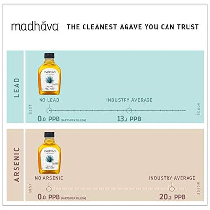 MADHAVA Organic Light Agave, 100% Pure Organic Blue Agave Nectar | Natural Sweetener, Sugar Alternative | Vegan | Organic | Non GMO | Liquid Sweetener | 23.5 Ounce (Pack of 6)