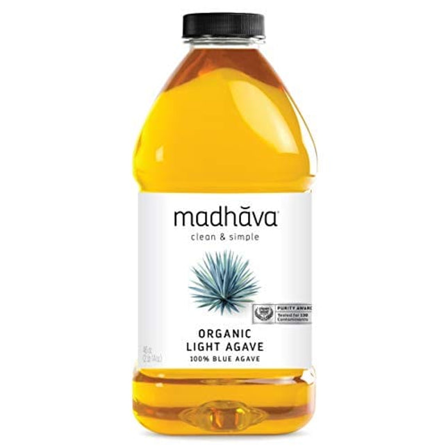 MADHAVA Organic Light Agave, 100% Pure Organic Blue Agave Nectar | Natural Sweetener, Sugar Alternative | Vegan | Organic | Non GMO | Liquid Sweetener, 46 Oz. (Pack of 2)